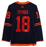 ZACH HYMAN Autographed Edmonton Oilers Authentic Navy Alt. Jersey FANATICS