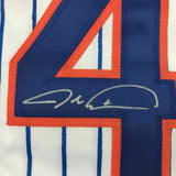 FRAMED Autographed/Signed JACOB DEGROM 33x42 New York Pinstripe Jersey JSA COA