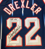 Clyde Drexler Autographed Houston Rockets Mitchell & Ness Swingman Jersey JSA