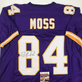 Autographed/Signed Randy Moss Minnesota Purple Football Jersey JSA COA