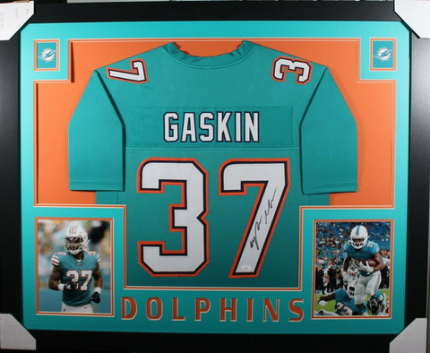 MYLES GASKIN (Dolphins teal SKYLINE) Signed Autographed Framed Jersey JSA