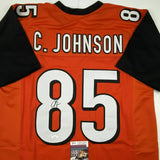 Autographed/Signed CHAD JOHNSON Cincinnati Orange Football Jersey JSA COA Auto