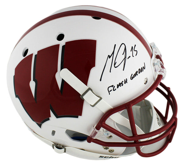 Melvin Gordon Signed Badgers Schutt Full Size White NCAA Helmet - "Flash Gordon"