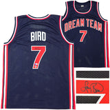 TEAM USA LARRY BIRD AUTOGRAPHED BLUE BASKETBALL JERSEY BECKETT BAS QR 228094