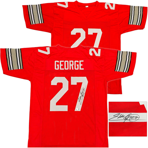 OHIO STATE BUCKEYES EDDIE GEORGE AUTOGRAPHED RED JERSEY BECKETT WITNESS 234538