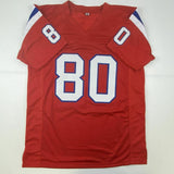 Autographed/Signed IRVING FRYAR New England Red Football Jersey JSA COA Auto