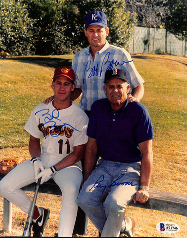 Ray Boone Bob Boone Bret Boone Signed 8x10 Baseball Photo BAS LOA A91746