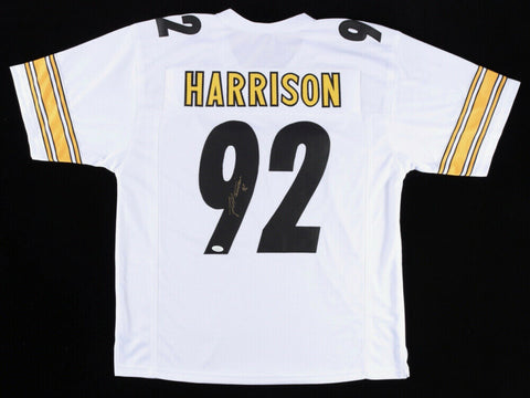 James Harrison Signed Pittsburgh Steelers White Jersey (JSA COA) 5xPro Bowl L.B