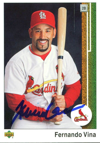 Cardinals Fernando Vina Authentic Signed Card 2002 Upper Deck #110 w/ COA