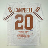 Autographed/Signed Earl Campbell Texas White Stat Football Jersey PSA/DNA COA