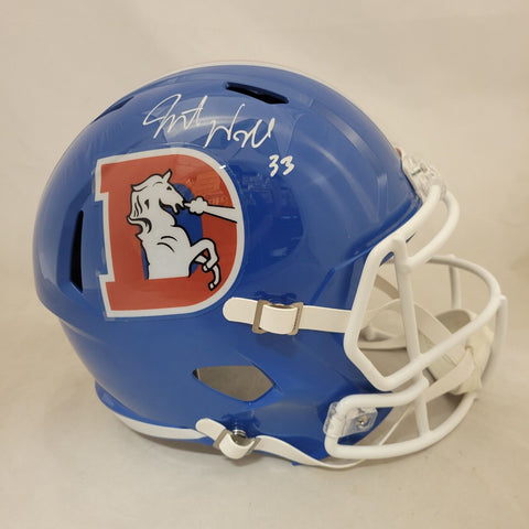 JAVONTE WILLIAMS SIGNED DENVER BRONCOS THROWBACK SPEED REPLICA HELMET BECKETT