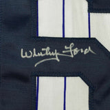 Autographed/Signed WHITEY FORD New York Pinstripe Baseball Jersey PSA/DNA COA #3