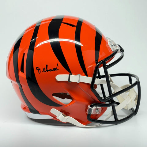 JA'MARR CHASE AUTOGRAPHED SIGNED CINCINNATI BENGALS FS REPLICA HELMET BECKETT