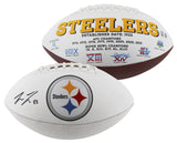 Steelers Pat Freiermuth Signed White Panel Logo Football W/ Case BAS Witnessed