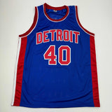 Autographed/Signed Bill Laimbeer Detroit Blue Basketball Jersey JSA COA