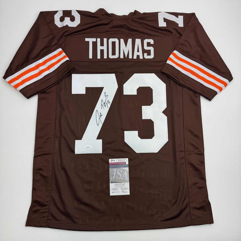 Autographed/Signed Joe Thomas Cleveland Brown Football Jersey JSA COA