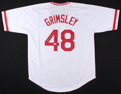 Ross Grimsley Signed Reds Jersey (JSA COA) Big Red Machine Starting Pitcher