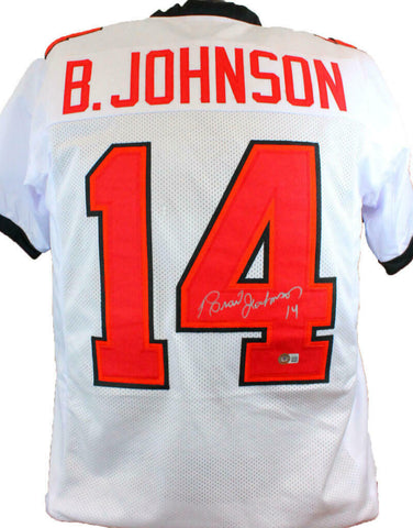 Brad Johnson Autographed White Pro Style Jersey- Beckett *Silver