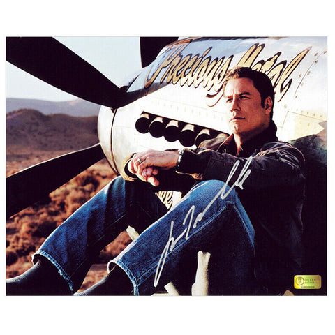 John Travolta Autographed Precious Metal Aviator 8x10 Photo