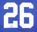 Saquon Barkley Signed New York Giants Blue Jersey (Beckett) #1 RB Pck 2018 Draft