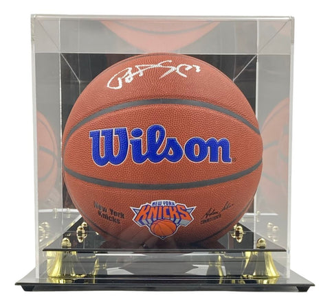 Patrick Ewing Signed New York Knicks Wilson Logo Basketball Steiner CX w/ Case