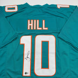 Autographed/Signed Tyreek Hill Miami Teal Football Jersey Beckett BAS COA