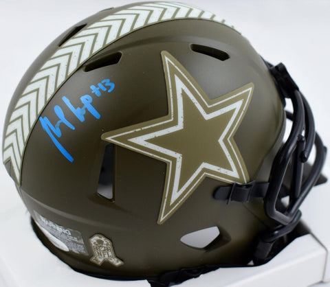 Michael Gallup Signed Cowboys Salute to Service Speed Mini Helmet- JSA W *Blue