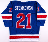 Pete Stemkowski Signed Blue Rangers Jersey (JSA COA) NHL Career 1963-1979