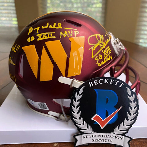 Mark Rypien Doug Williams Joe Theisman Signed Commanders Mini 3 Inscriptions BAS