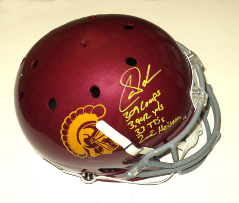 Carson Palmer Signed USC Trojans Replica Helmet W/2002 Heisman & Stats Beckett