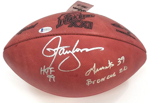 Lawrence Taylor Autographed New York Giants Super Bowl XXI Football Beckett