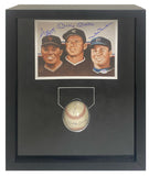 Mickey Mantle, Willie Mays & Duke Snyder Auto Baseball / Photo Display PSA/DNA