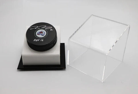 Peter Forsberg Colorado Avalanche HOF 14 Signed Hockey Puck w/Display Case JSA
