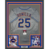 Framed Autographed/Signed Bobby Bonilla 33x42 New York Grey Jersey JSA COA