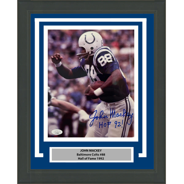 Framed Autographed/Signed John Mackey Indianapolis Colts 8x10 Photo JSA COA #2