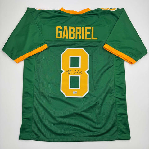 Autographed/Signed Dillon Gabriel Oregon Green College Football Jersey BAS COA