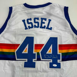 Autographed/Signed Dan Issel Denver White Retro Rainbow Jersey JSA COA