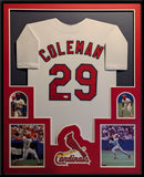 FRAMED ST LOUIS CARDINALS VINCE COLEMAN AUTOGRAPHED INSCRIBED JERSEY JSA COA