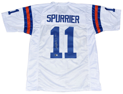 STEVE SPURRIER SIGNED FLORIDA GATORS #11 WHITE THROWBACK JERSEY W/ 66 HEISMAN