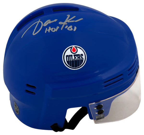 Jari Kurri Signed Edmonton Oilers Hockey Mini Helmet w/HOF'01 - (SCHWARTZ COA)