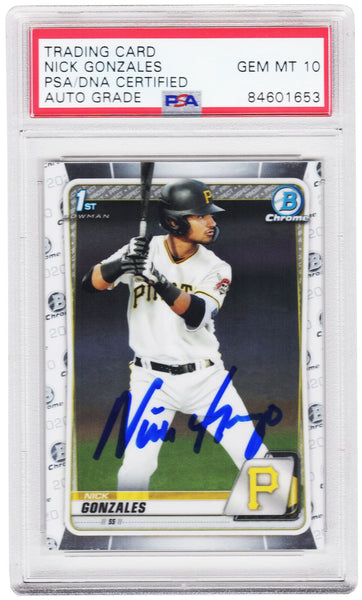 Nick Gonzales Autographed Pirates 2020 Topps Bowman Chrome Card (PSA / Auto 10)