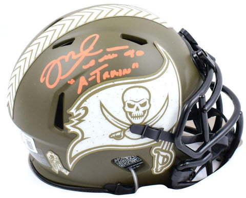 Mike Alstott Signed Buccaneers Salute to Service Mini Helmet W/A-Train-Beckett W