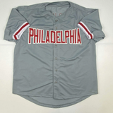 Autographed/Signed JOHN KRUK Philadelphia Grey Baseball Jersey JSA COA Auto