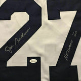 FRAMED Autographed/Signed JOE BELLINO 33x42 Navy White College Jersey JSA COA