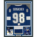 FRAMED Autographed/Signed MIKHAIL SERGACHEV 33x42 Tampa Bay Blue Jersey PSA COA