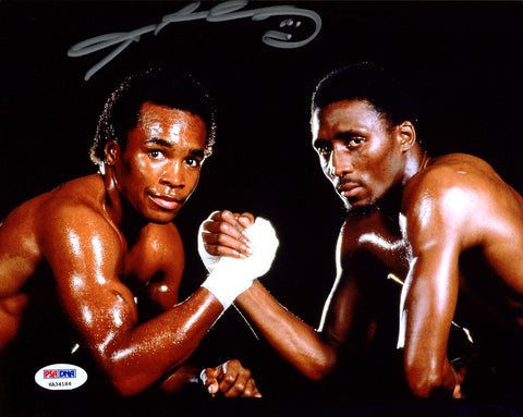 SUGAR RAY LEONARD AUTOGRAPHED 8X10 PHOTO VS. THOMAS HITMAN HEARNS PSA/DNA 177812