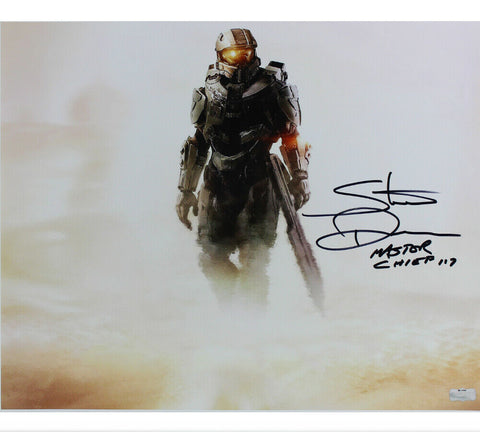 Steve Downes Signed Halo Unframed 16x20 Photo Standing with Gun w Master Chief