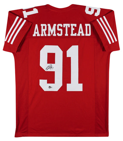 Arik Armstead Authentic Signed Red Pro Style Jersey BAS Witnessed