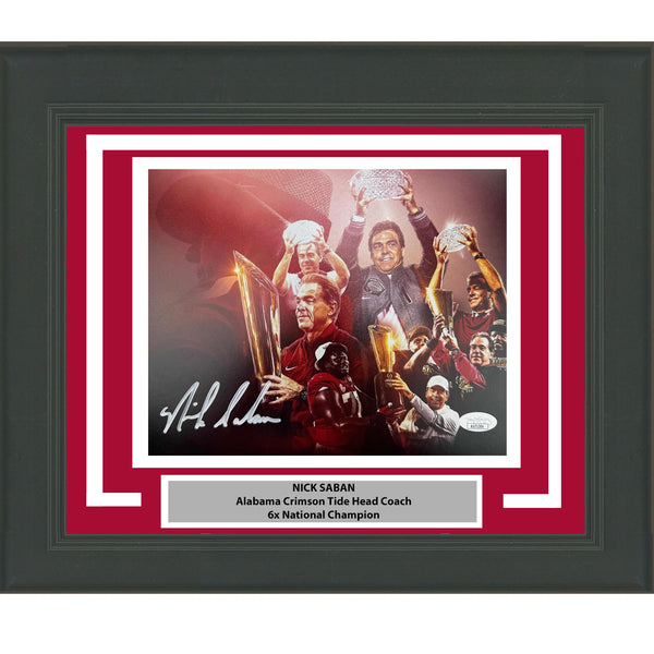 Framed Autographed/Signed Nick Saban Alabama Crimson Tide 8x10 Photo JSA COA #3