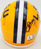 ODELL BECKHAM JR. AUTOGRAPHED LSU YELLOW MINI HELMET BECKETT WITNESS 235088